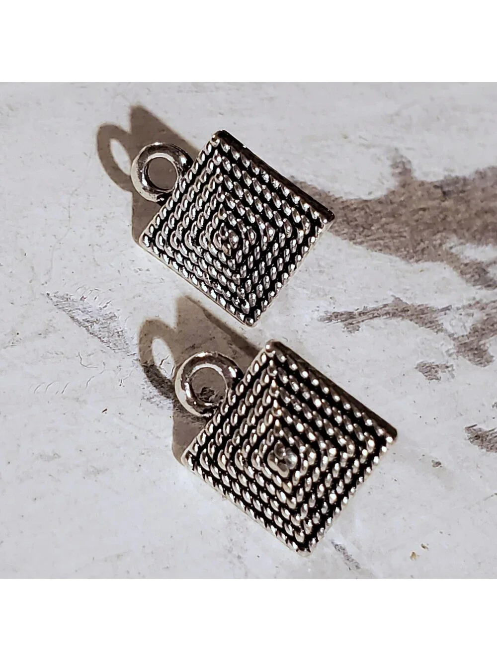Avant Garde Antique Silver Egyptian Pyramid Dotted Earring Post Findings 2 pcs